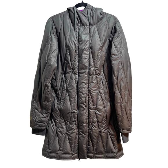 Moosejaw Mountaineering Quilted Goose Down Hooded Parka Long Jacket Women's M